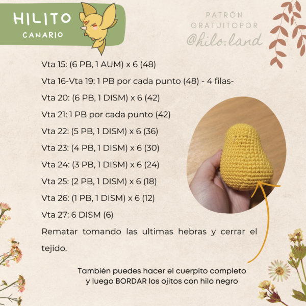 Patrón Gratuito: HILITO, canario - Imagen 2